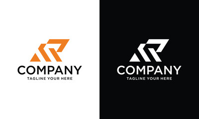 Abstract letter R logo design template. on a black and white background.