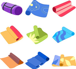 fitness mat set cartoon. workout sport, healthy exercise, gym training fitness mat sign. isolated symbol vector illustration