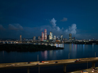 Fototapeta na wymiar Cityscape night view of Yeouido