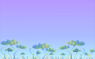 gradient purple background with plant and flower nature shape style