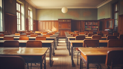 Empty classroom in the morning