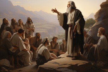 Moses teaching the law to the next generation - biblical story - obrazy, fototapety, plakaty