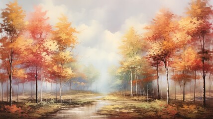 autumn in the forest. Generative AI