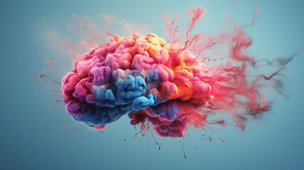 The human brain explodes into imagination and beautiful colors. - obrazy, fototapety, plakaty
