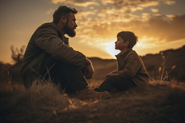Fototapeta na wymiar Shot of a father and son enjoying a day outdoors