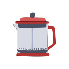 kitchen french press coffee cartoon. table black, breakfast eso, aroma home kitchen french press coffee sign. isolated symbol vector illustration