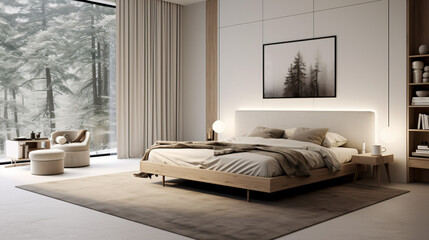 Scandinavian style luxury bedroom with minimalist