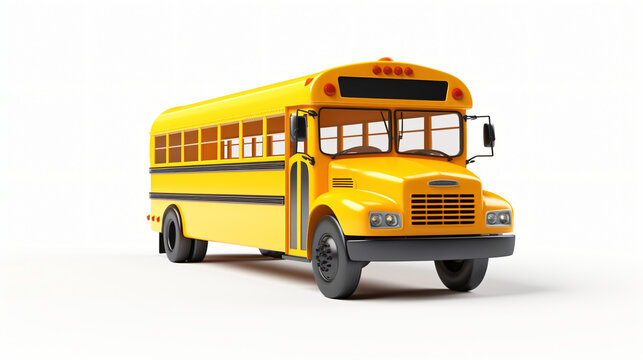 School bus on white background 3d rendering