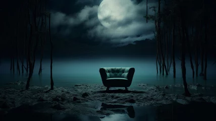 Foto op Plexiglas Modern chair in quiet nature at night © sema_srinouljan