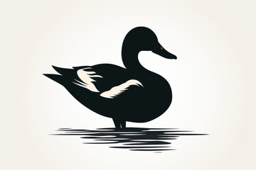 Pictogram of duck silhouette, side view against white background