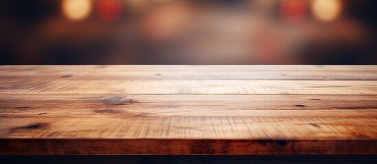 Blurred background with close up wooden table top