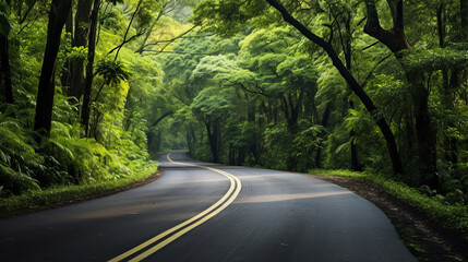 Obraz premium Road curving through the lush greenery