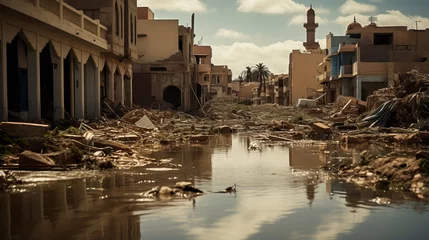 Foto op Aluminium Scene of utter devastation in Libya after the flood © standret