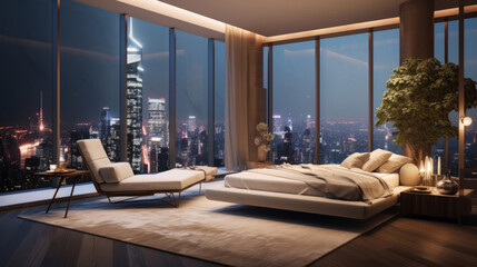 A sumptuous penthouse bedroom