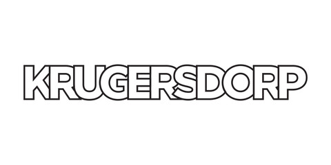 Krugersdorp in the South Africa emblem. The design features a geometric style, vector illustration with bold typography in a modern font. The graphic slogan lettering.