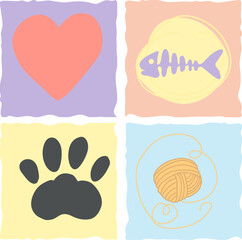 set of pets symbol. Favorite things of animals.