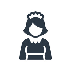 Woman cleaner and hotel services, cleaning lady. Maid icon. Vector illustration - obrazy, fototapety, plakaty