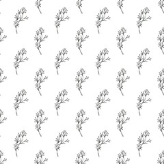 Tender twigs and branches with leaves. floral seamless pattern.