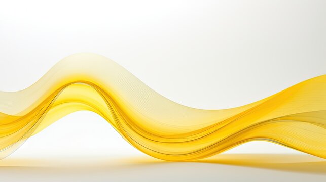  an abstract yellow wave on a white background with room for text.  generative ai