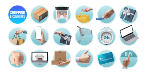 Shopping and e-commerce icon set