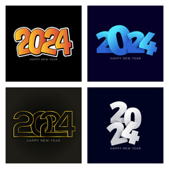 Happy New Year 2024 typography design in vector.