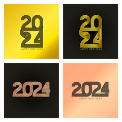 Happy New Year 2024 typography design in vector.