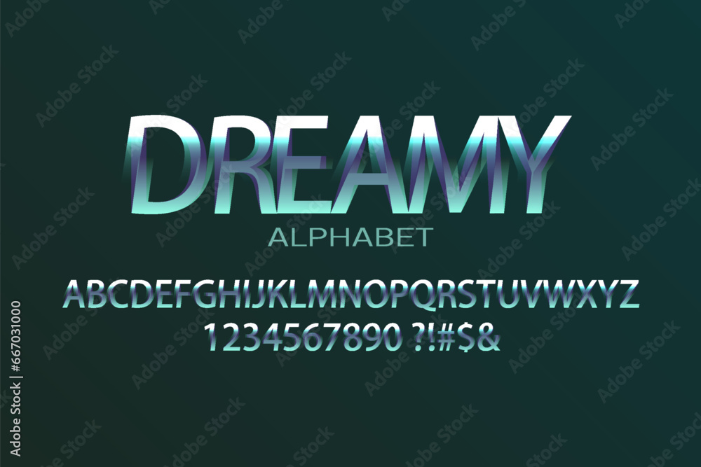 Poster stylish alphabet and numbers in a business style. typography font style with dynamic steel gradient.