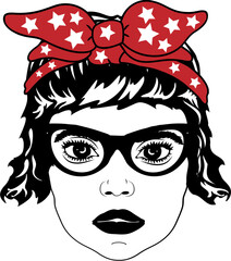 Women with Messy Bun Bandana Clipart mom life Woman's face Middle finger  Middle Finger Hand SVG Bundle Humor Funny prints skeleton vector Cartoon hand