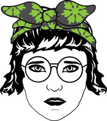 Women with Messy Bun Bandana Clipart mom life Woman's face Middle finger  Middle Finger Hand SVG Bundle Humor Funny prints skeleton vector Cartoon hand