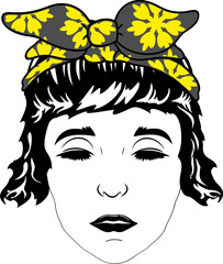 Women with Messy Bun Bandana Clipart mom life Woman's face Middle finger  Middle Finger Hand SVG Bundle Humor Funny prints skeleton vector Cartoon hand