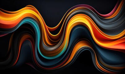 abstract background with smooth lines in blue, yellow and orange colors.