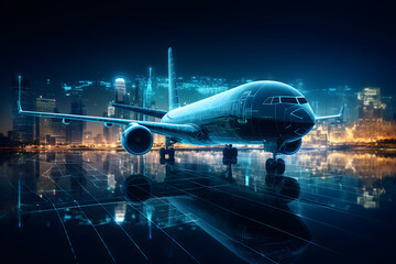 Fototapeta premium Smart intelligent aerospace and air logistics