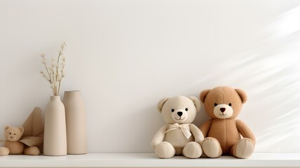 Warmth of Teddy Bears: Bright Decor Shelf and Cuddly Companions