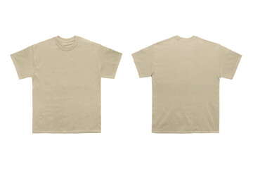 Tan heavyweight tee with copy space on isolated background - obrazy, fototapety, plakaty