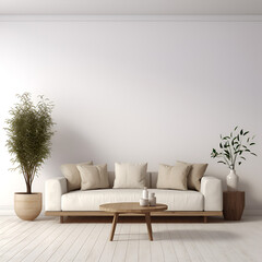 Minimal Interior Design: Contemporary Living Room Setting, Generative AI