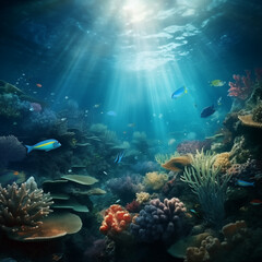 Naklejka na ściany i meble Under the Sea. Generative AI illustration