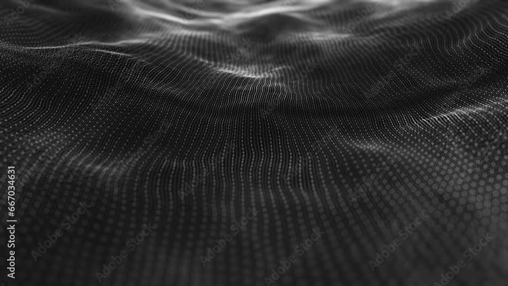 Poster abstract flowing mesh background/ 4k motion graphics of an abstract fractal organic mesh surface wit