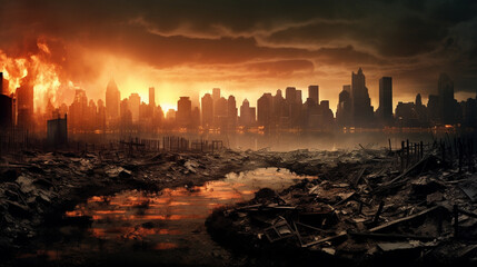 sunset in the city HD 8K wallpaper Stock Photographic Image 