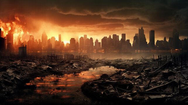 sunset in the city HD 8K wallpaper Stock Photographic Image 
