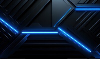 Obraz premium Abstract technology background, computer digital image, blue neon light.