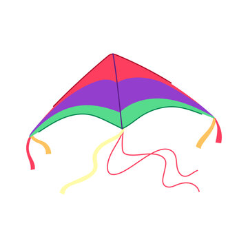 fly kite cartoon. sky fun, leisure activity, summer string fly kite sign. isolated symbol vector illustration