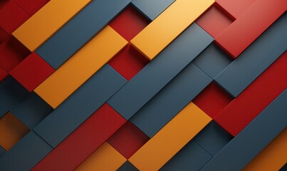 abstract geometric shapes in red, blue and orange colors. 