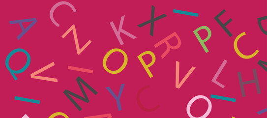 Letters. Abstract background. Seamless pattern. Cover design template, background, wrapping paper, t-shirt. Black letters on white background. Isolated. Vector illustration