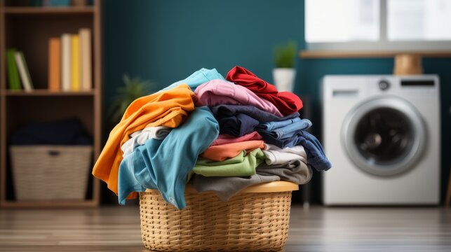 Overflowing Laundry Basket Stock Photo - Download Image Now