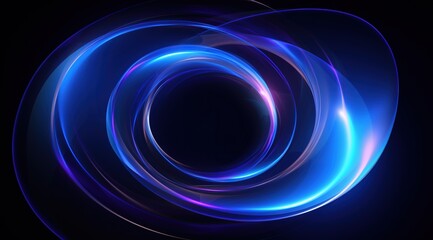 blue and purple wave swirling in a dark background precisionist lines and shapes