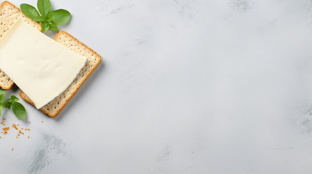 Tasty sandwich with brie cheese on light grey background