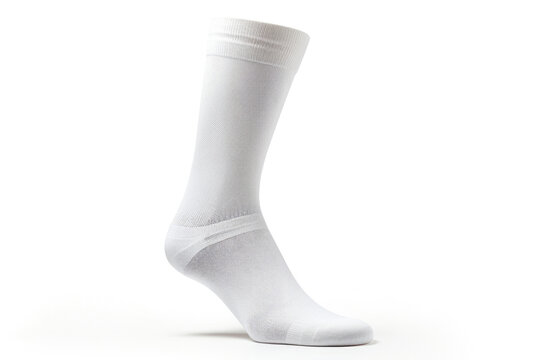 white cotton sock, isolated against a plain background, representing comfortable and warm clothing for various activities.