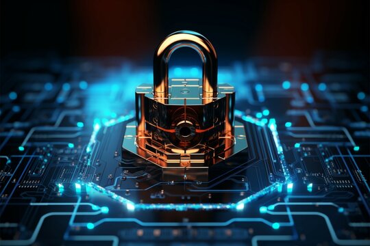 Lock emblem conveys the core principles of security and cyber protection