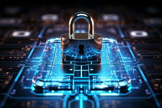 Lock emblem conveys the core principles of security and cyber protection