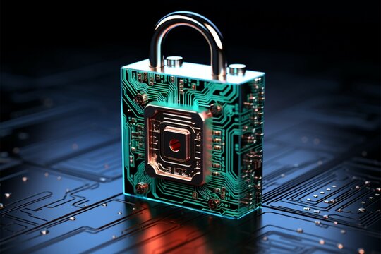 Metallic cyber padlock signifies dependable security measures in the digital realm